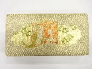 アンティーク　御所車に楓模様織出し和装バッグ